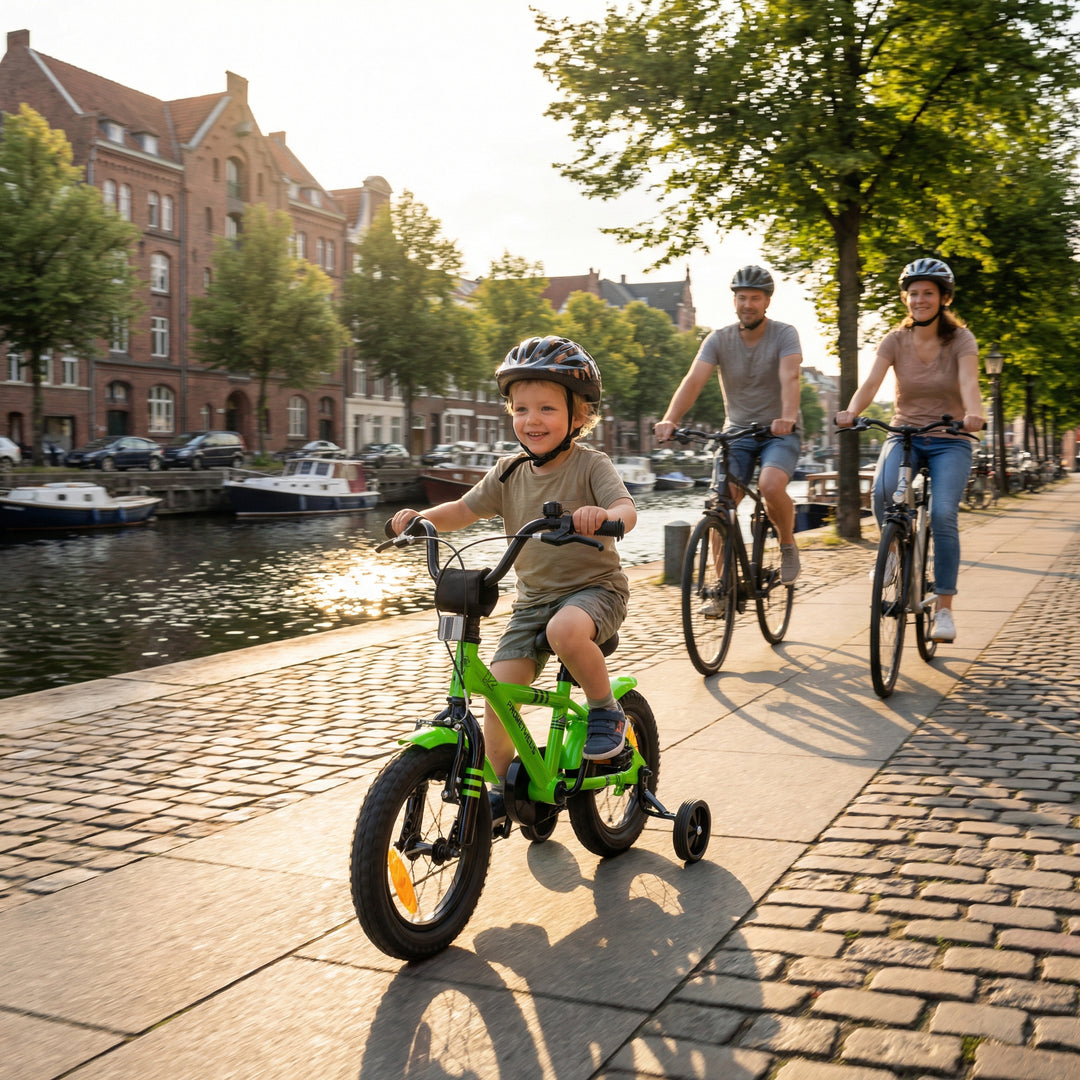 Kinderfahrrad 12 Zoll ab 3 Jahre mit Stützräder Grün & Schwarz