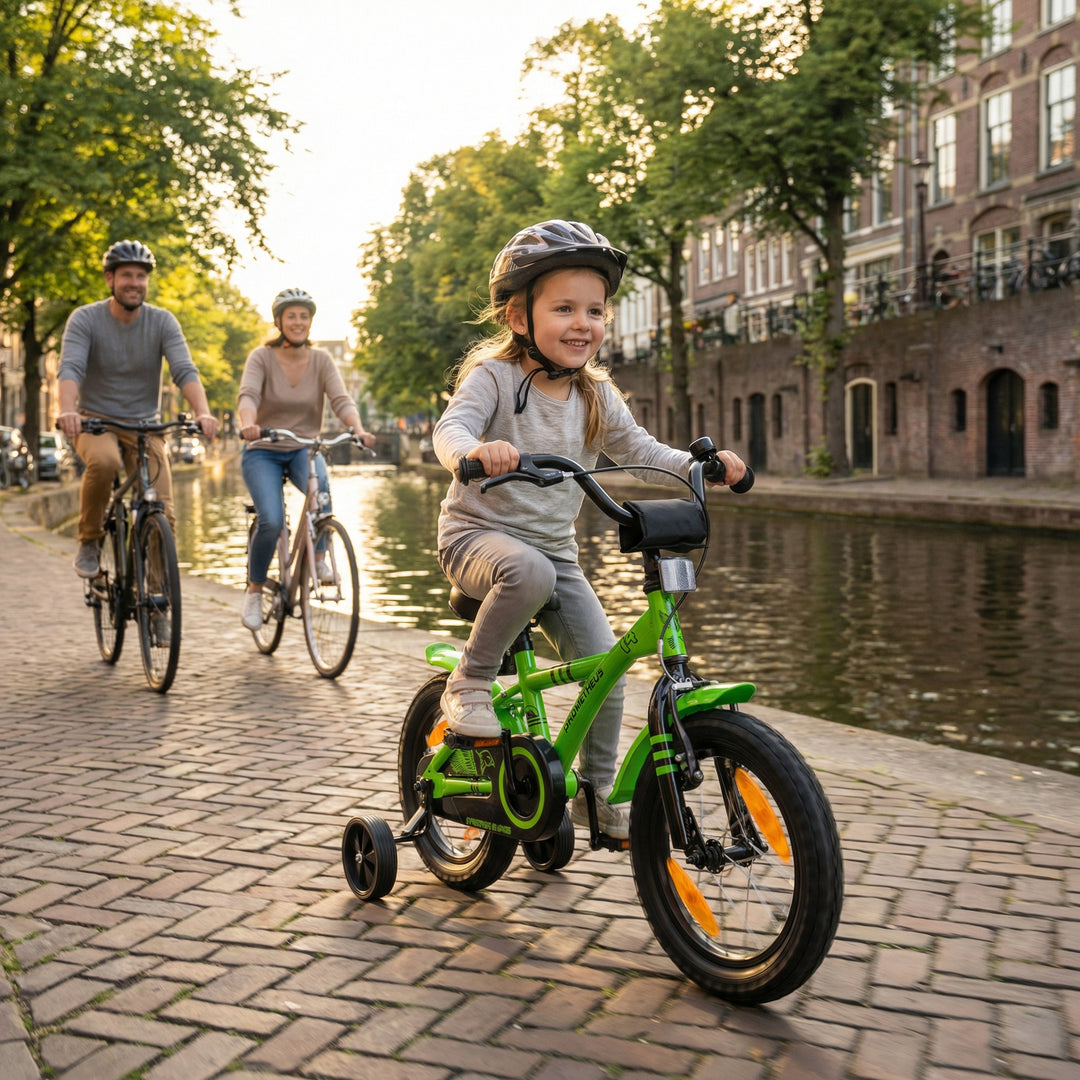 Kinderfahrrad 14 Zoll ab 3-4 Jahre mit Stützräder in Grün & Schwarz