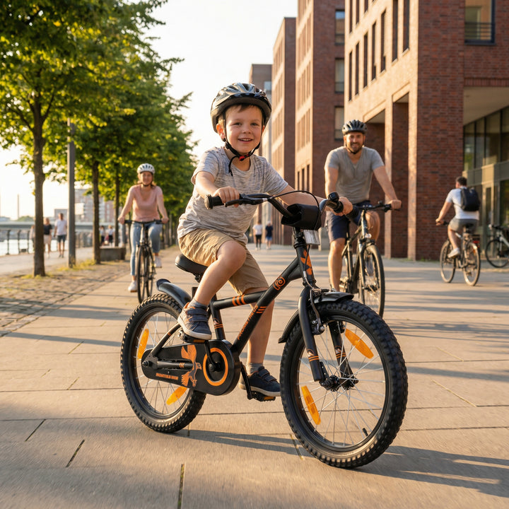 Kinderfahrrad 18 Zoll ab 5 Jahre in Schwarz Matt & Orange