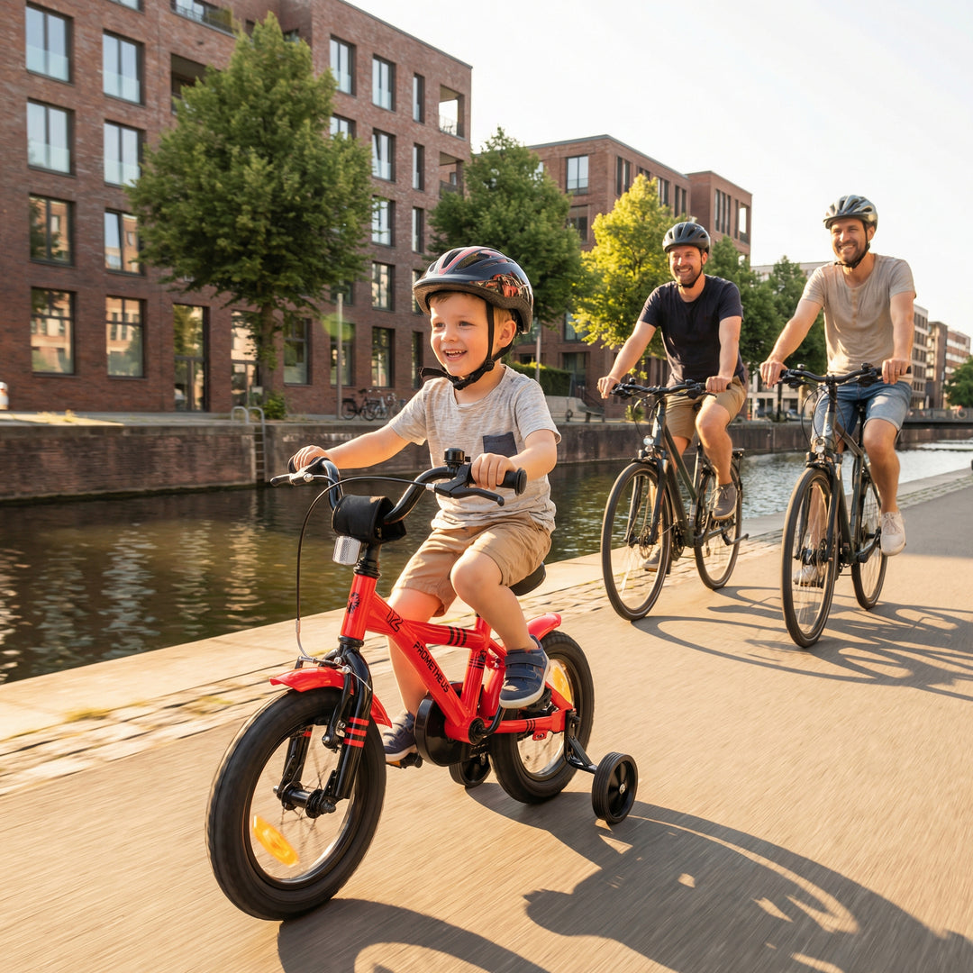 Kinderfahrrad 12 Zoll ab 3 Jahre mit Stützräder Rot & Schwarz