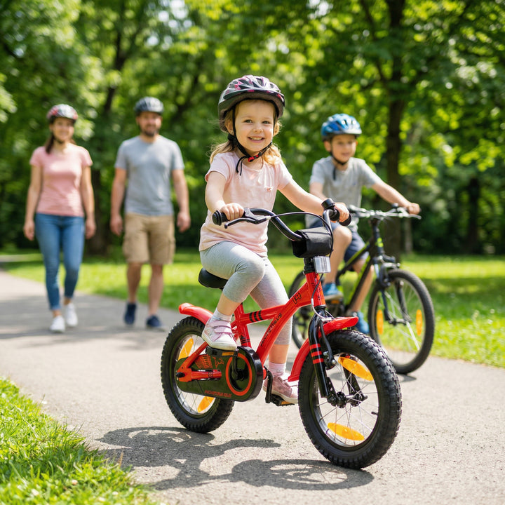 Kinderfahrrad 14 Zoll ab 3-4 Jahre mit Stützräder in Rot & Schwarz