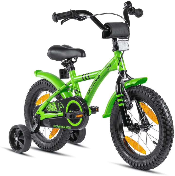 Kinderfahrrad 14 Zoll ab 3-4 Jahre mit Stützräder in Grün & Schwarz