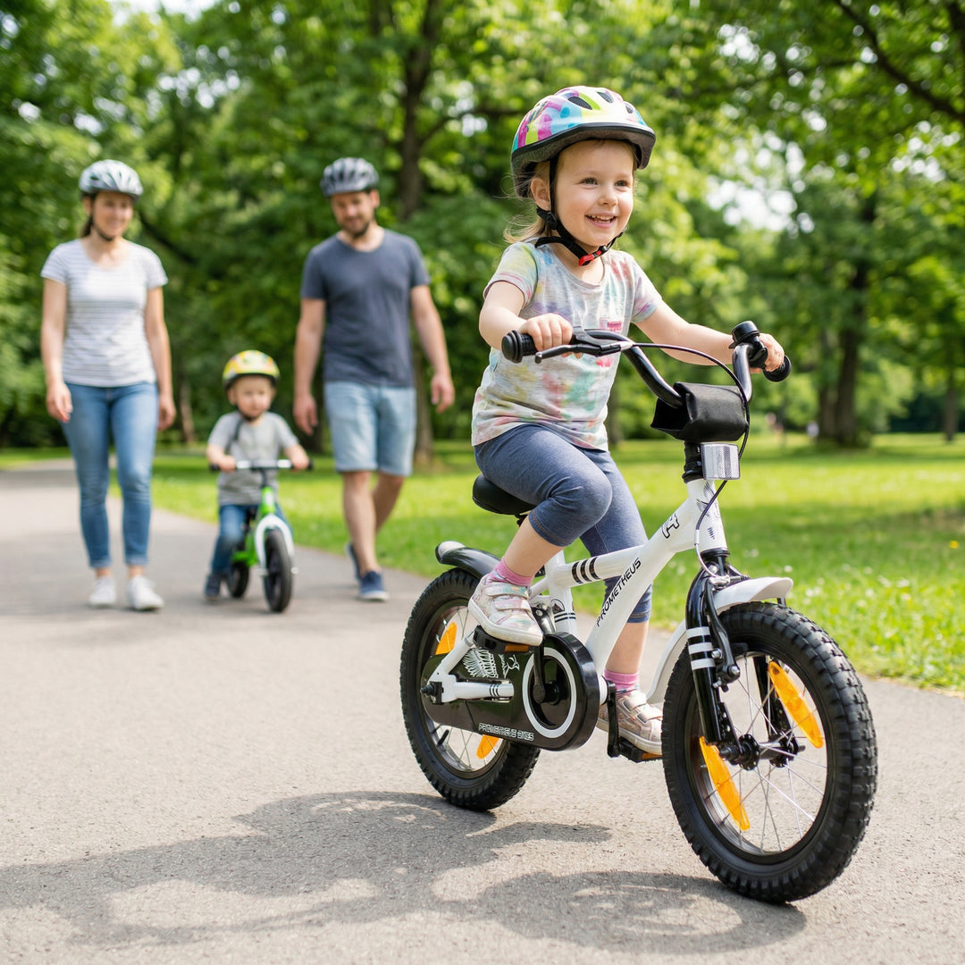 Kinderfahrrad 14 Zoll ab 3-4 Jahre mit Stützräder in Weiß & Schwarz