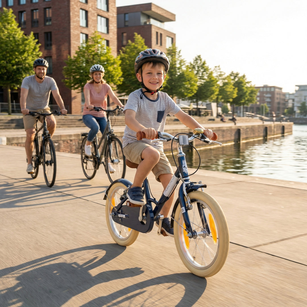 PETITAGE Retro Kinderfahrrad 18 Zoll - ab 5 Jahren | Blau
