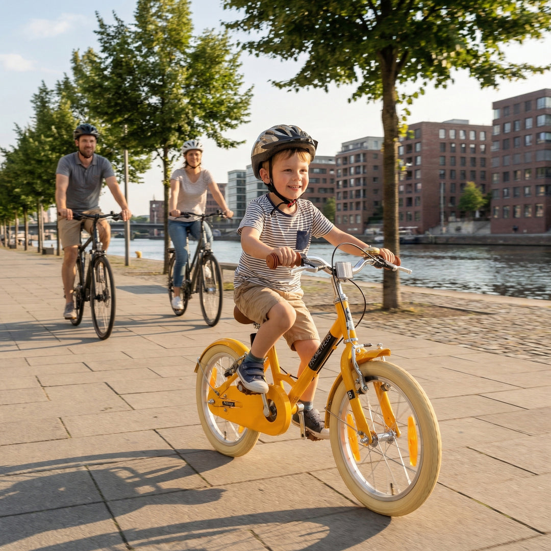 PETITAGE Retro Kinderfahrrad 18 Zoll - ab 5 Jahren | Gelb