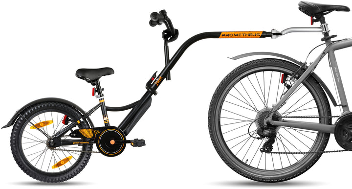 Tandem Kinder Fahrradanhänger Schwarz Matt Orange