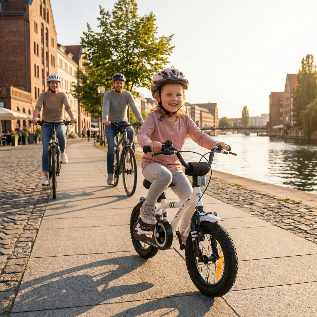 Kinderfahrrad 12 Zoll ab 3 Jahre mit Stützräder Weiss & Schwarz