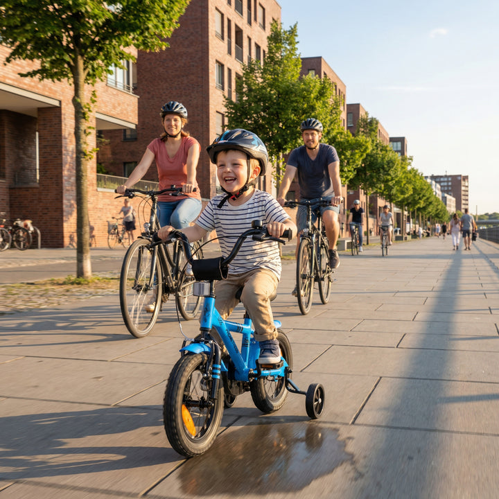 Kinderfahrrad 12 Zoll ab 3 Jahre mit Stützräder Blau & Schwarz