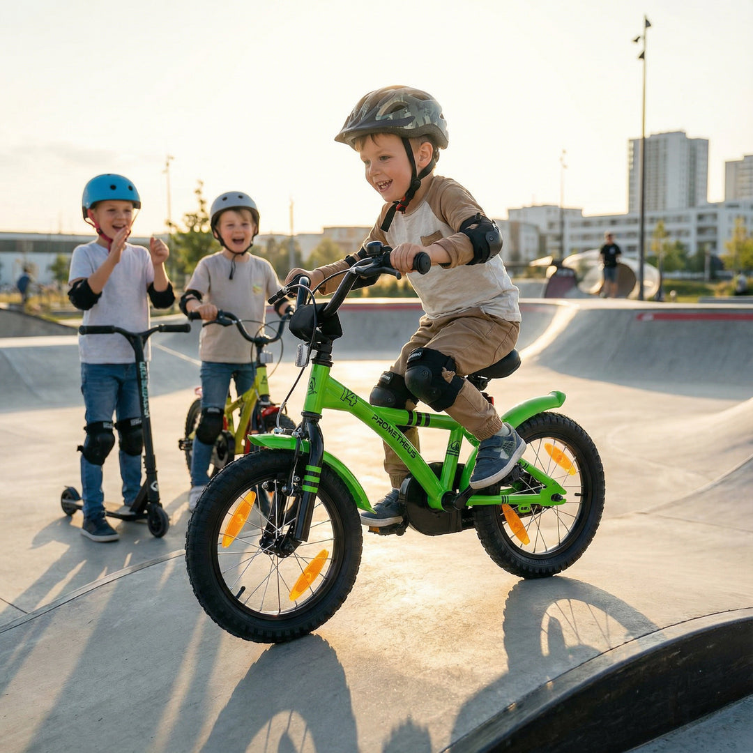 Kinderfahrrad 14 Zoll ab 3-4 Jahre mit Stützräder in Grün & Schwarz