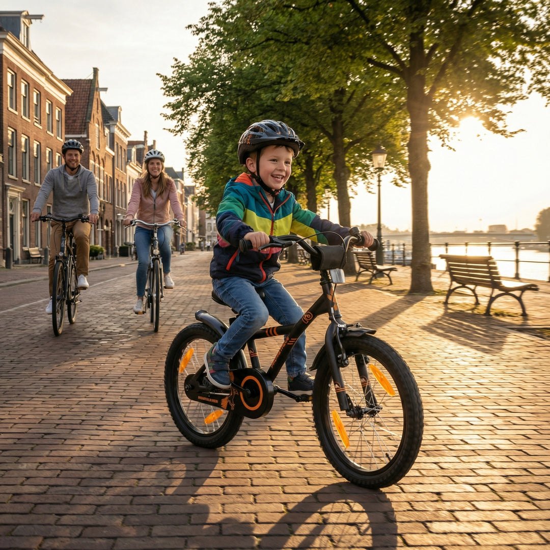 Kinderfahrrad 18 Zoll ab 5 Jahre in Schwarz Matt & Orange