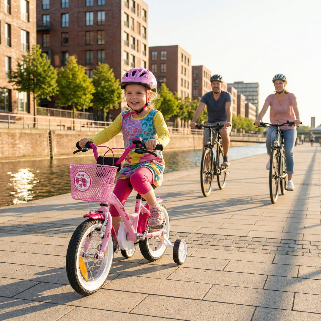 Kinderfahrrad 12 Zoll ab 3 Jahre mit Stützräder in Rosa & Weiß