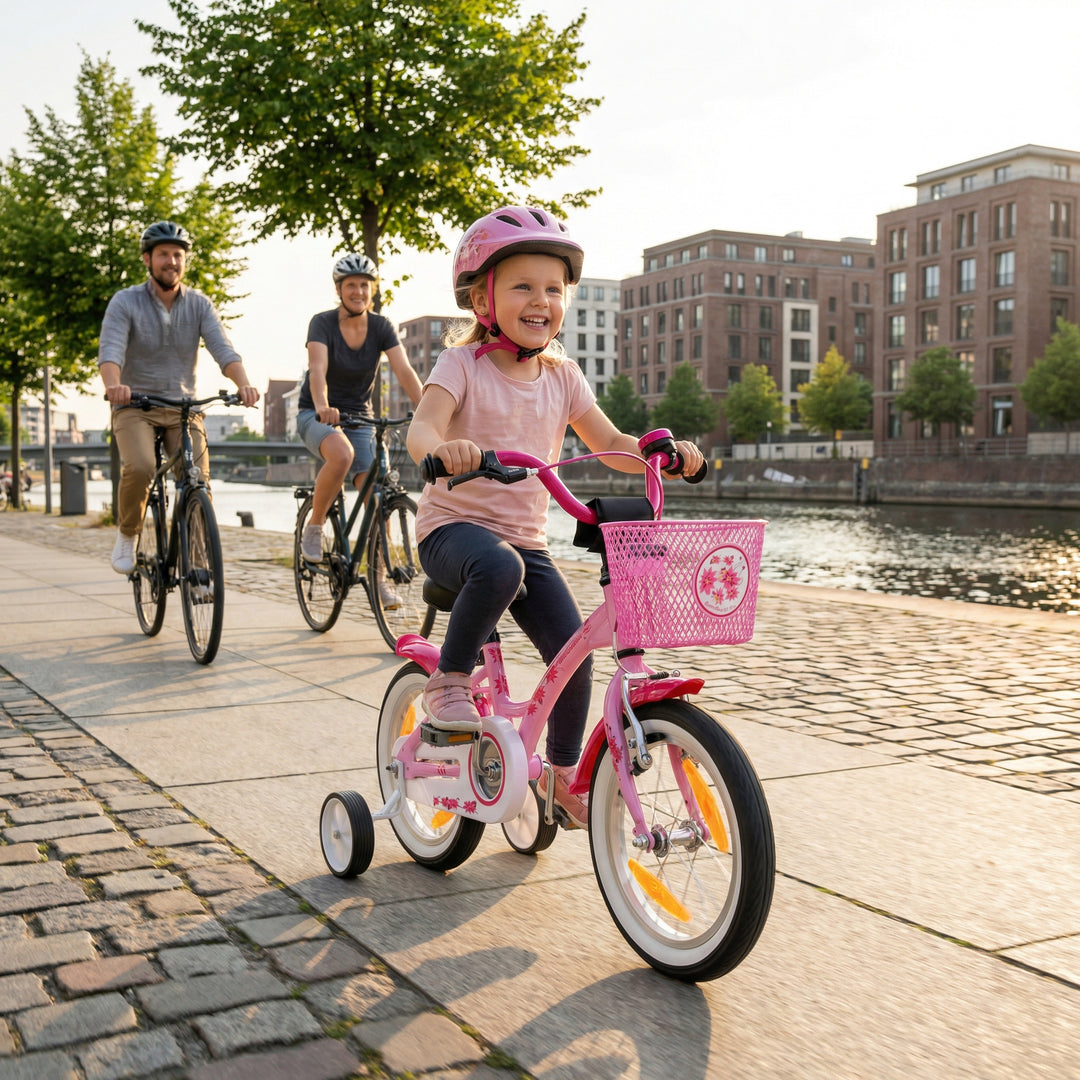 Kinderfahrrad 14 Zoll ab 3-4 Jahre mit Stützräder in Rosa & Weiß