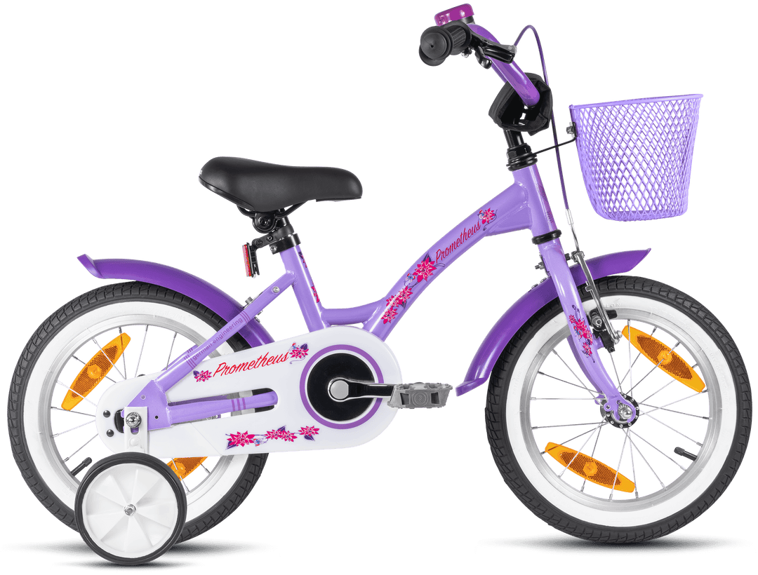 Kinderfahrrad 14 Zoll ab 3-4 Jahre mit Stützräder Violett & Weiß