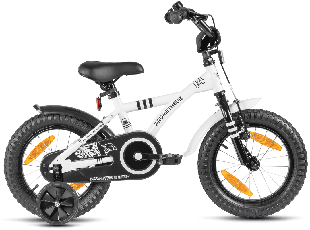 Kinderfahrrad 14 Zoll ab 3-4 Jahre mit Stützräder in Weiß & Schwarz