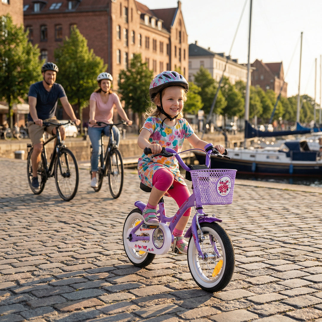 Kinderfahrrad 12 Zoll ab 3 Jahre mit Stützräder in Violett & Weiß