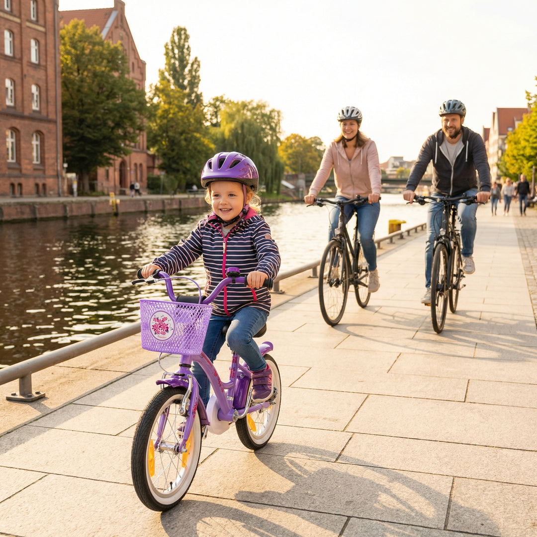 Kinderfahrrad 14 Zoll ab 3-4 Jahre mit Stützräder Violett & Weiß