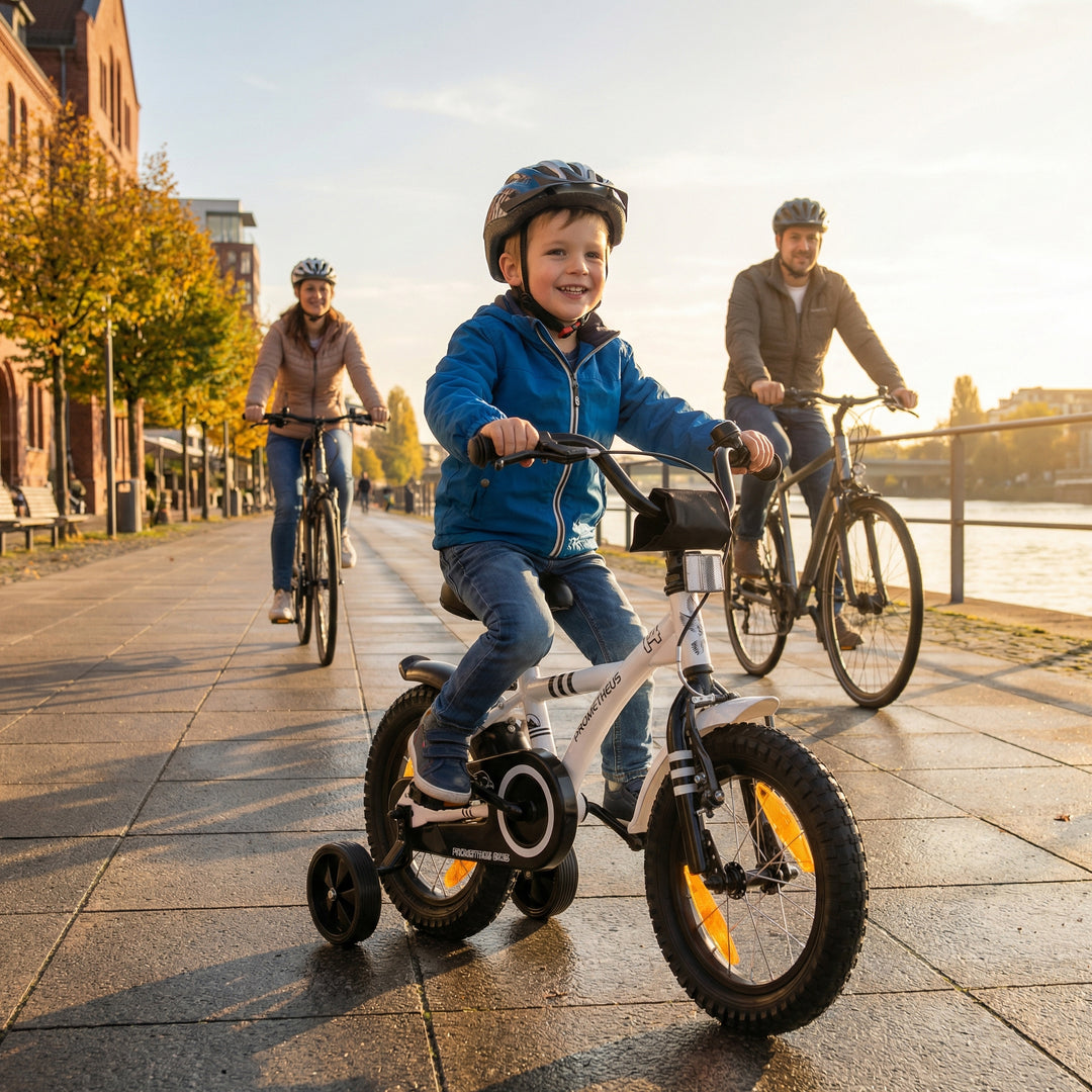 Kinderfahrrad 14 Zoll ab 3-4 Jahre mit Stützräder in Weiß & Schwarz