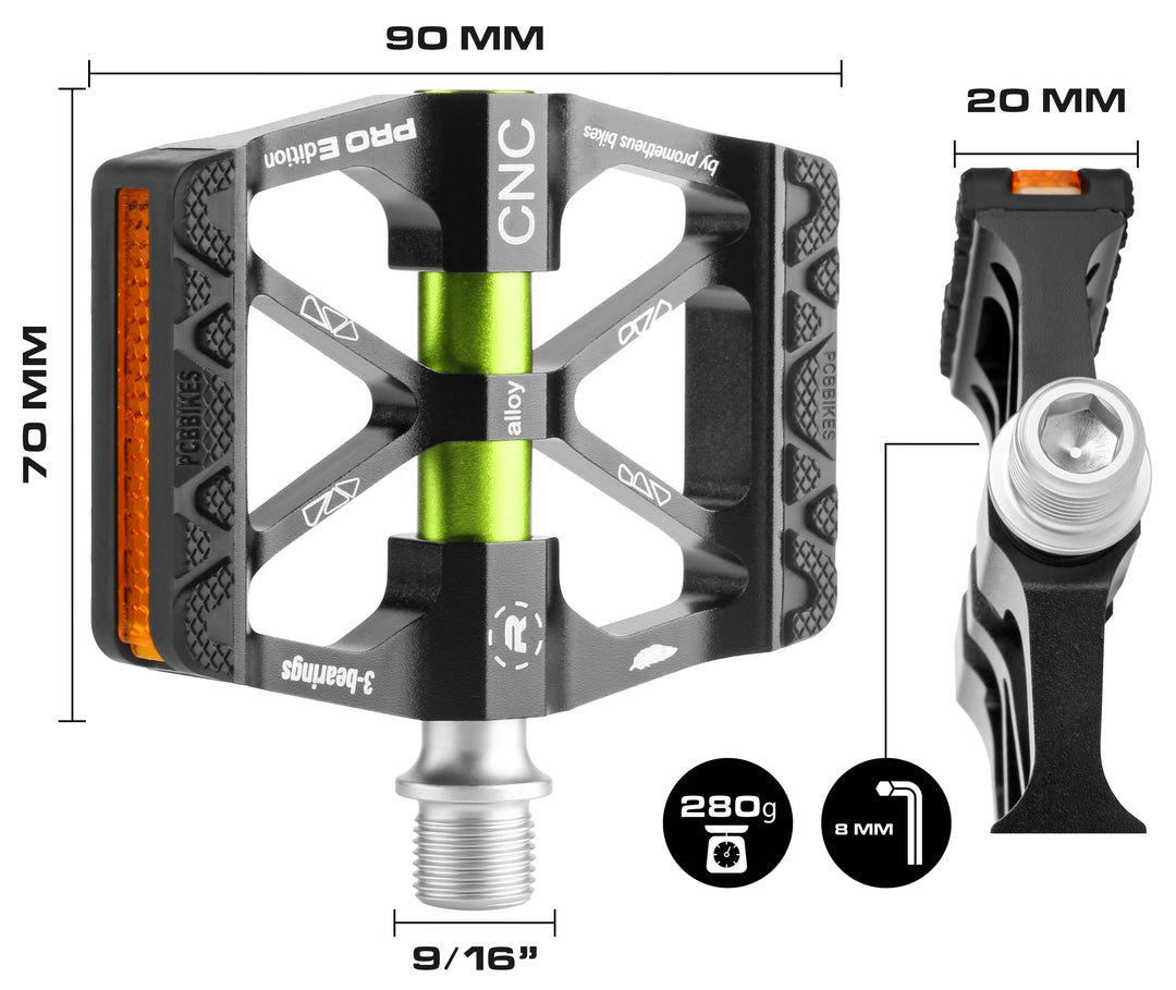 Kinder Fahrradpedale PREMIUM Pedale CNC (GRÜN)