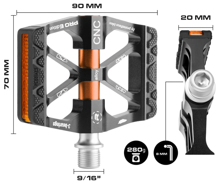 Kinder Fahrradpedale PREMIUM Pedale CNC (ORANGE)