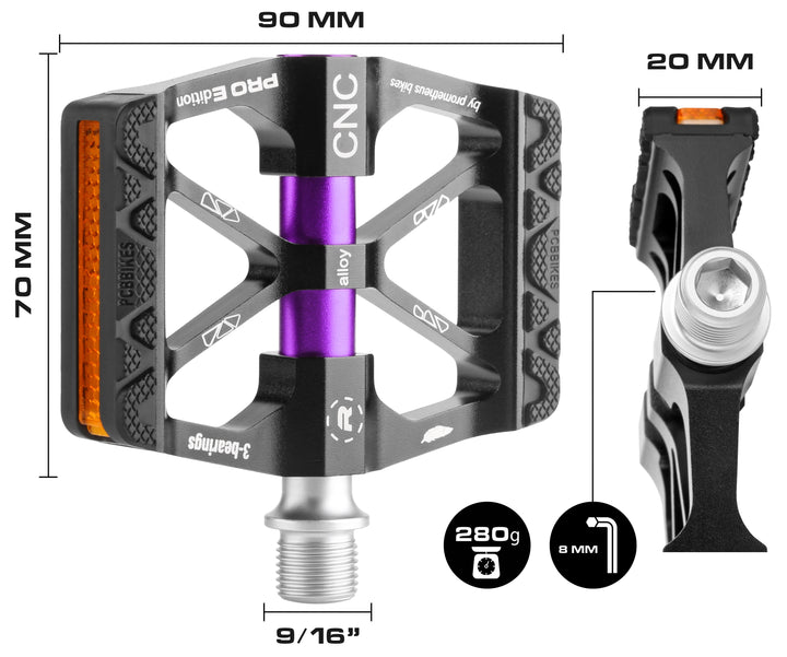 Kinder Fahrradpedale PREMIUM Pedale CNC (VIOLETT)