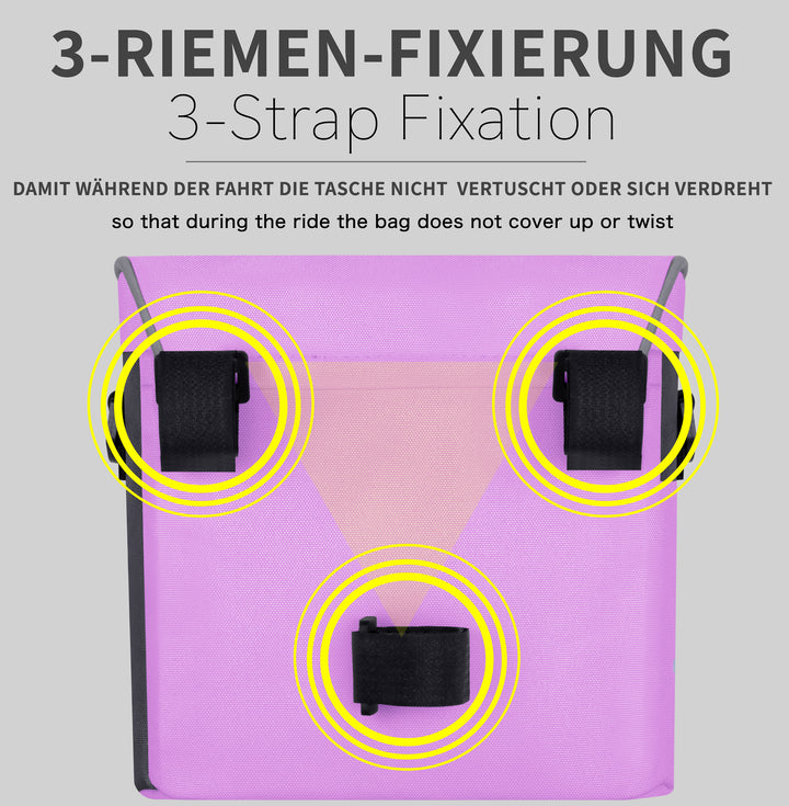 Lenkertasche mit Tragegurt & 3 Riemen Sicherung in Rosa