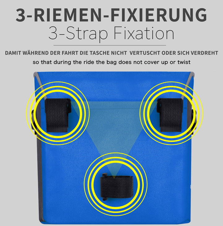 Lenkertasche mit Tragegurt & 3 Riemen Sicherung in Blau