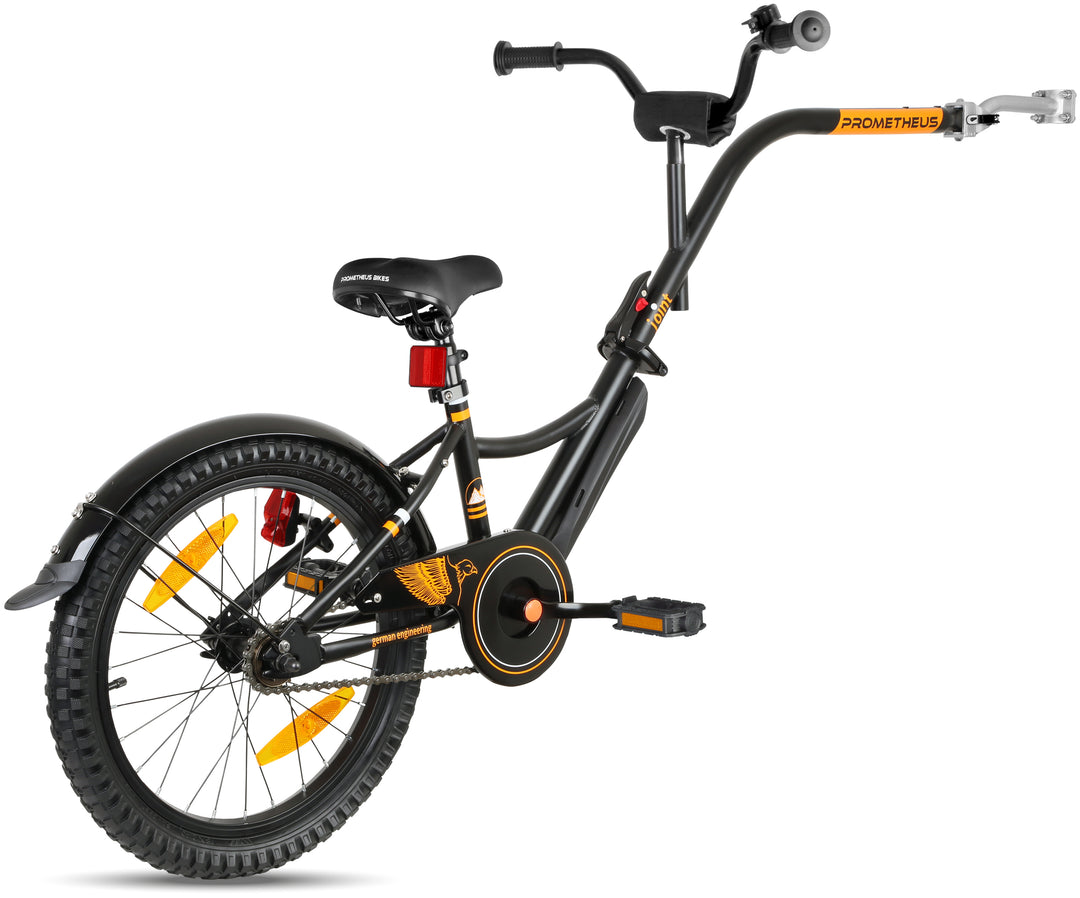 Tandem Kinder Fahrradanhänger Schwarz Matt Orange