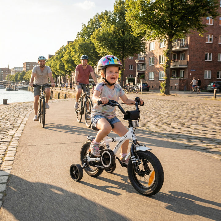 Kinderfahrrad 12 Zoll ab 3 Jahre mit Stützräder Weiss & Schwarz