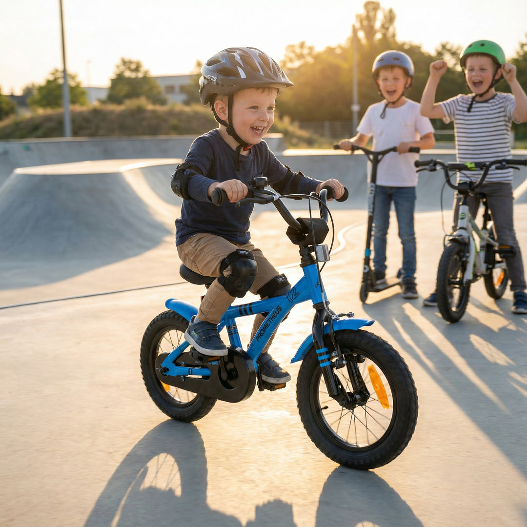 Kinderfahrrad 12 Zoll ab 3 Jahre mit Stützräder Blau & Schwarz