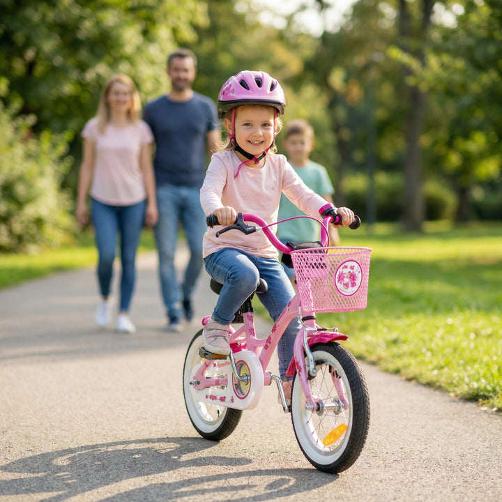 Kinderfahrrad 12 Zoll ab 3 Jahre mit Stützräder in Rosa & Weiß