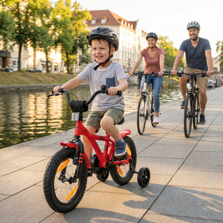 Kinderfahrrad 14 Zoll ab 3-4 Jahre mit Stützräder in Rot & Schwarz