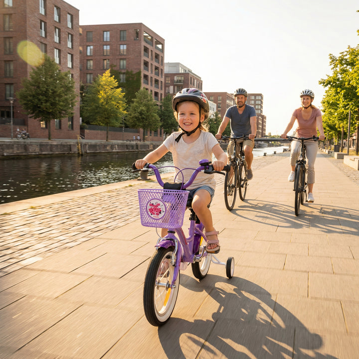 Kinderfahrrad 12 Zoll ab 3 Jahre mit Stützräder in Violett & Weiß
