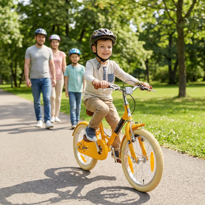 PETITAGE Retro Kinderfahrrad 18 Zoll - ab 5 Jahren | Gelb