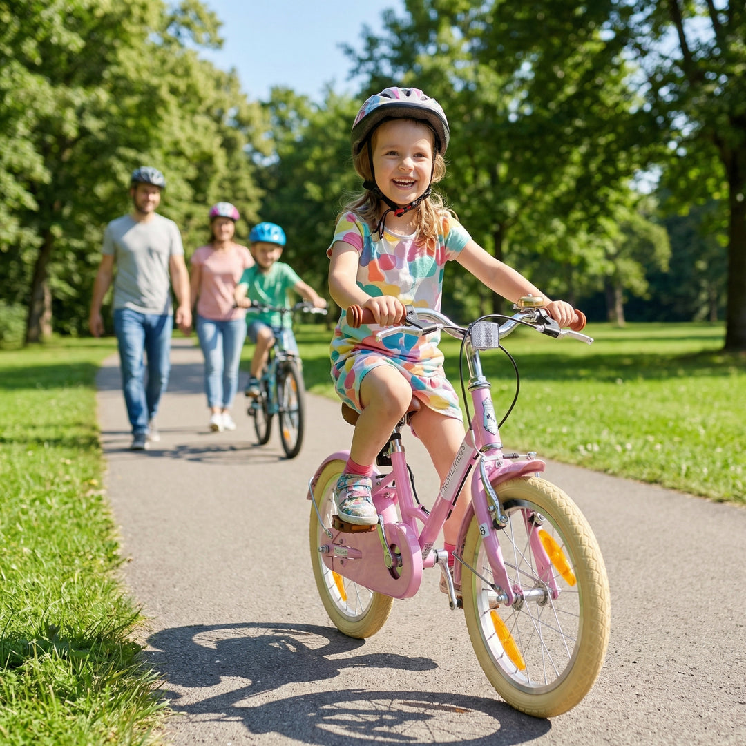 PETITAGE Retro Kinderfahrrad 18 Zoll - ab 5 Jahren | Rosa