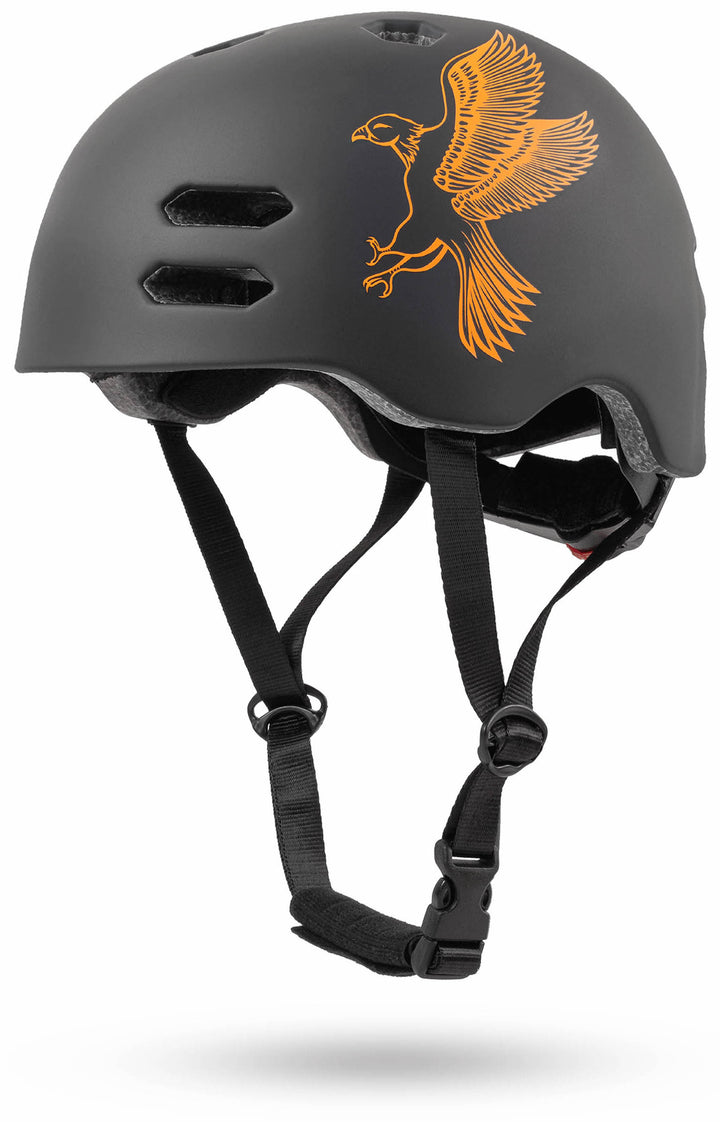 Helm Kinder Größe S 53-55 cm in Orange / Schwarz