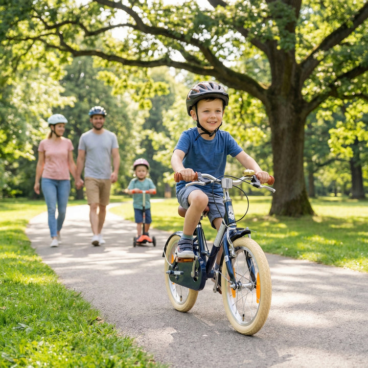 PETITAGE Retro Kinderfahrrad 18 Zoll - ab 5 Jahren | Blau