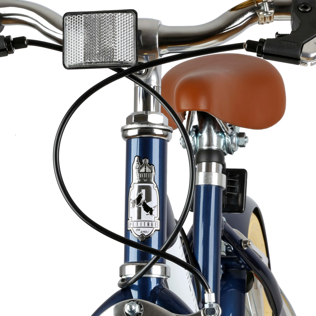 Detailansicht Kinderfahrrad 18 Zoll blau Retro-Lenker mit Griffen