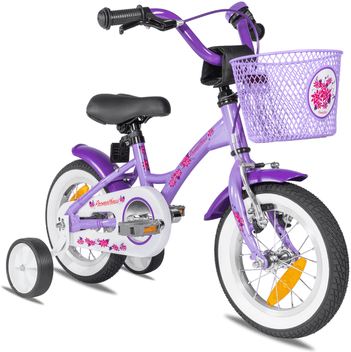 Kinderfahrrad 12 Zoll ab 3 Jahre mit Stützräder in Violett & Weiß