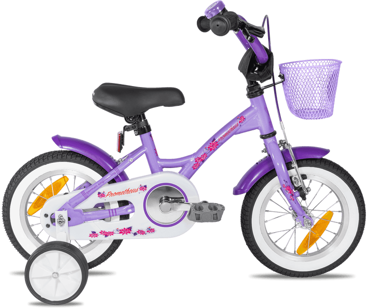 Kinderfahrrad 12 Zoll ab 3 Jahre mit Stützräder in Violett & Weiß