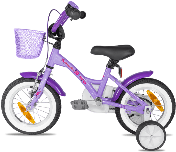 Kinderfahrrad 12 Zoll ab 3 Jahre mit Stützräder in Violett & Weiß