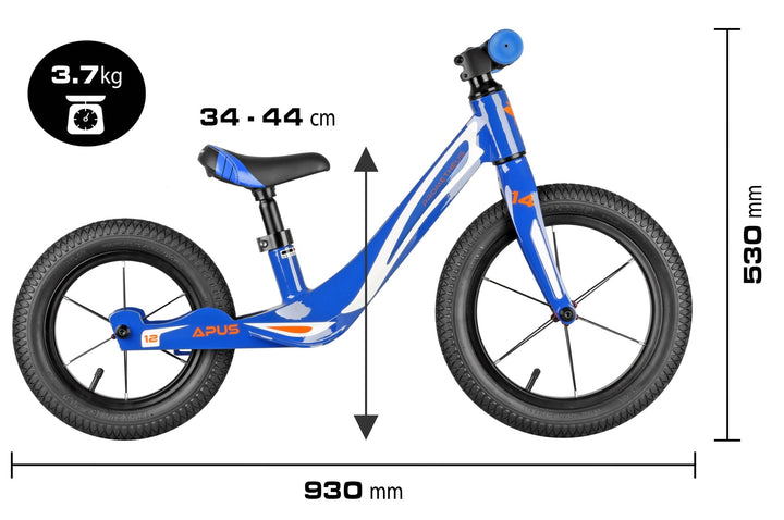 APUS Kinderlaufrad 14/12 Zol in Blau – Laufräder 12 - 14 Zoll von prometheus - bikes | prometheus - bikes
