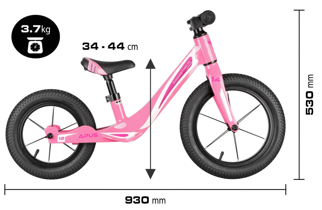 APUS Kinderlaufrad 14/12 Zol in Rosa – Laufräder 12 - 14 Zoll von prometheus - bikes | prometheus - bikes