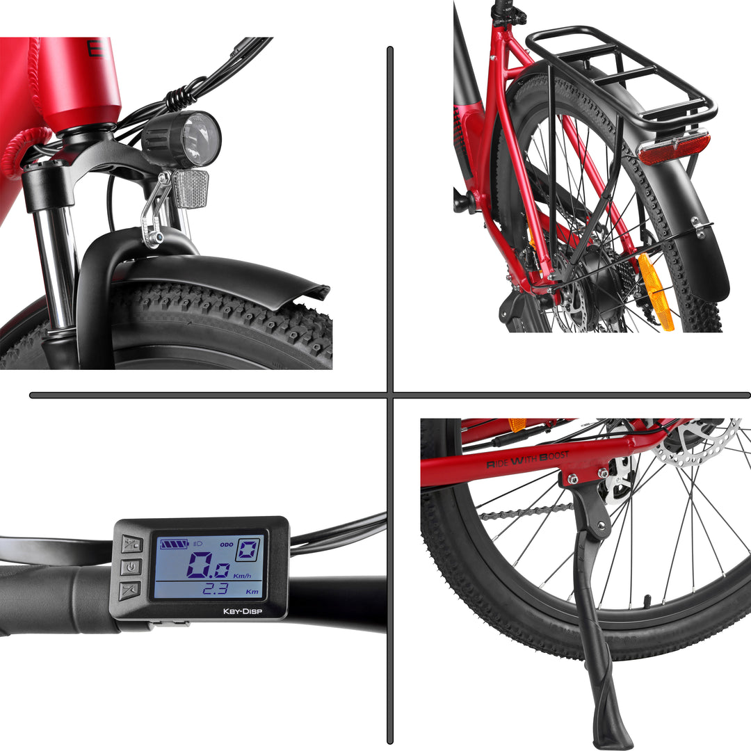 BUWEE E-Bike Trekking 7 Gang, Kettenschaltung, Heckmotor