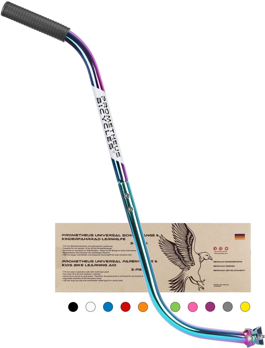 Fahrradstange Schiebestange Schubstange in OIL SLICK / Regenbogen – Schubstange von prometheus - bikes | prometheus - bikes