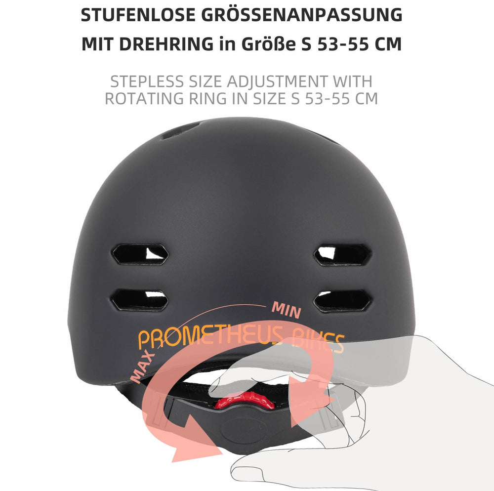 Helm Kinder Größe S 53 - 55 cm in Orange / Schwarz – Schutzausrüstung von prometheus - bikes | prometheus - bikes