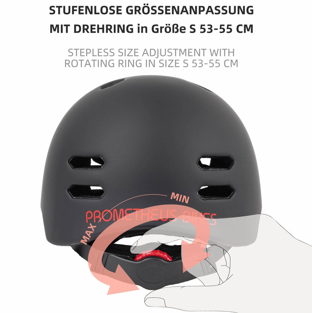 Helm Kinder Größe S 53 - 55 cm in Rot / Schwarz – Schutzausrüstung von prometheus - bikes | prometheus - bikes