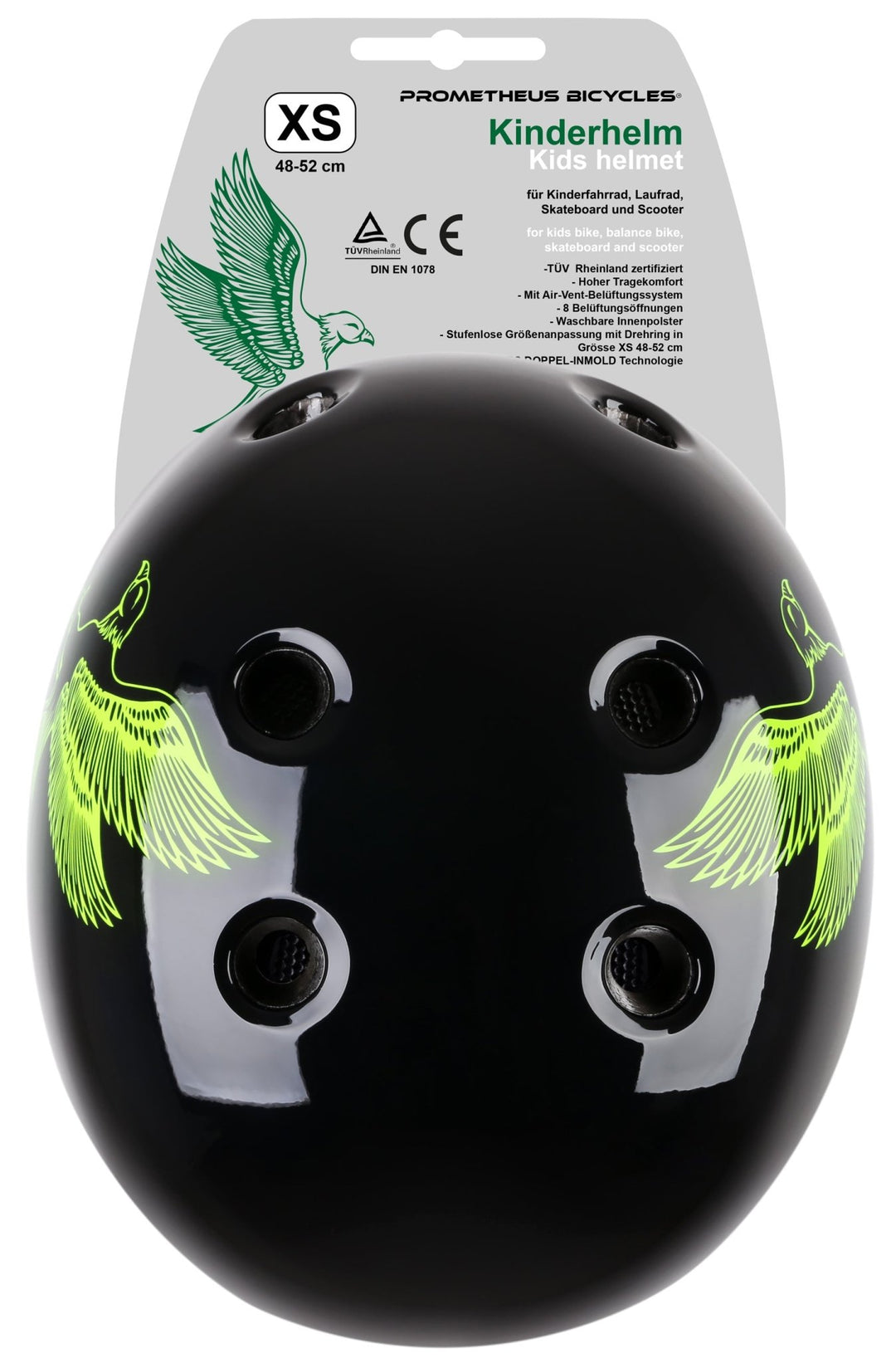 Helm Kinder Größe XS 48 - 52 cm in Grün / Schwarz – Schutzausrüstung von prometheus - bikes | prometheus - bikes