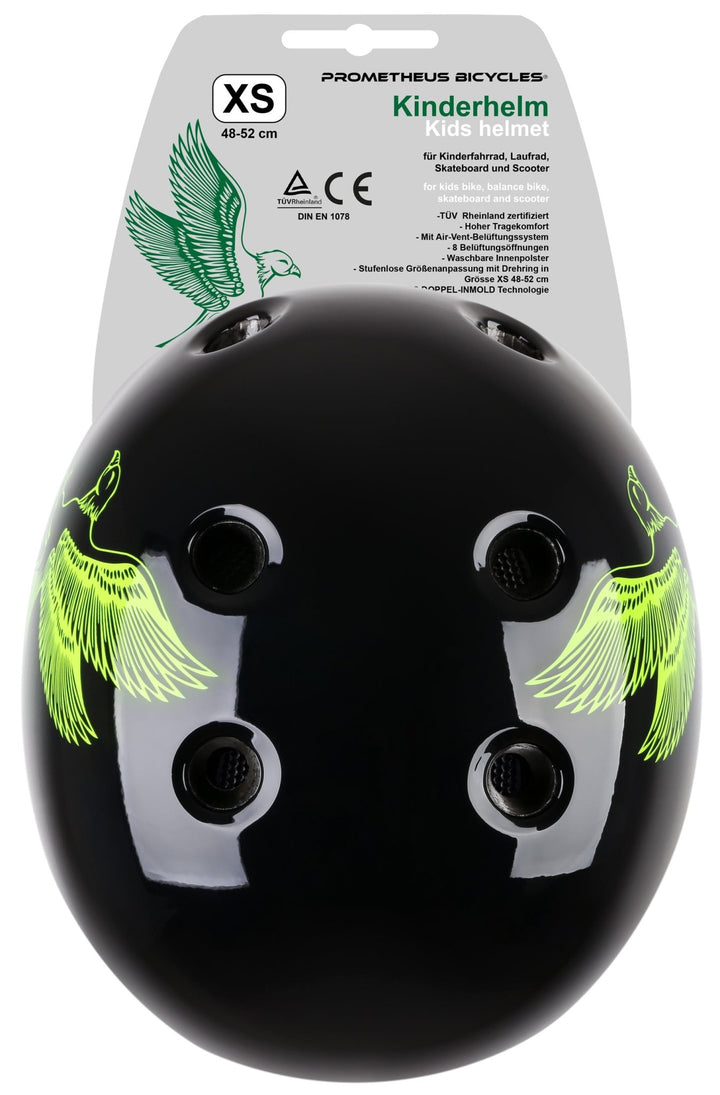 Helm Kinder Größe XS 48 - 52 cm in Grün / Schwarz – Schutzausrüstung von prometheus - bikes | prometheus - bikes