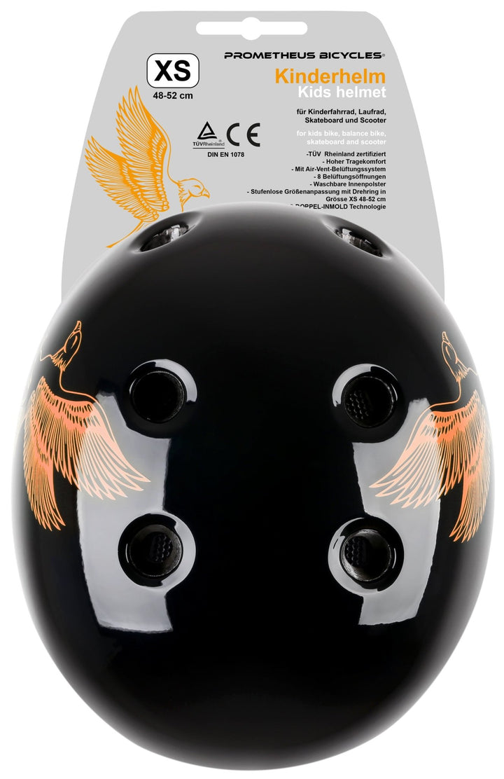 Helm Kinder Größe XS 48 - 52 cm in Orange / Schwarz – Schutzausrüstung von prometheus - bikes | prometheus - bikes