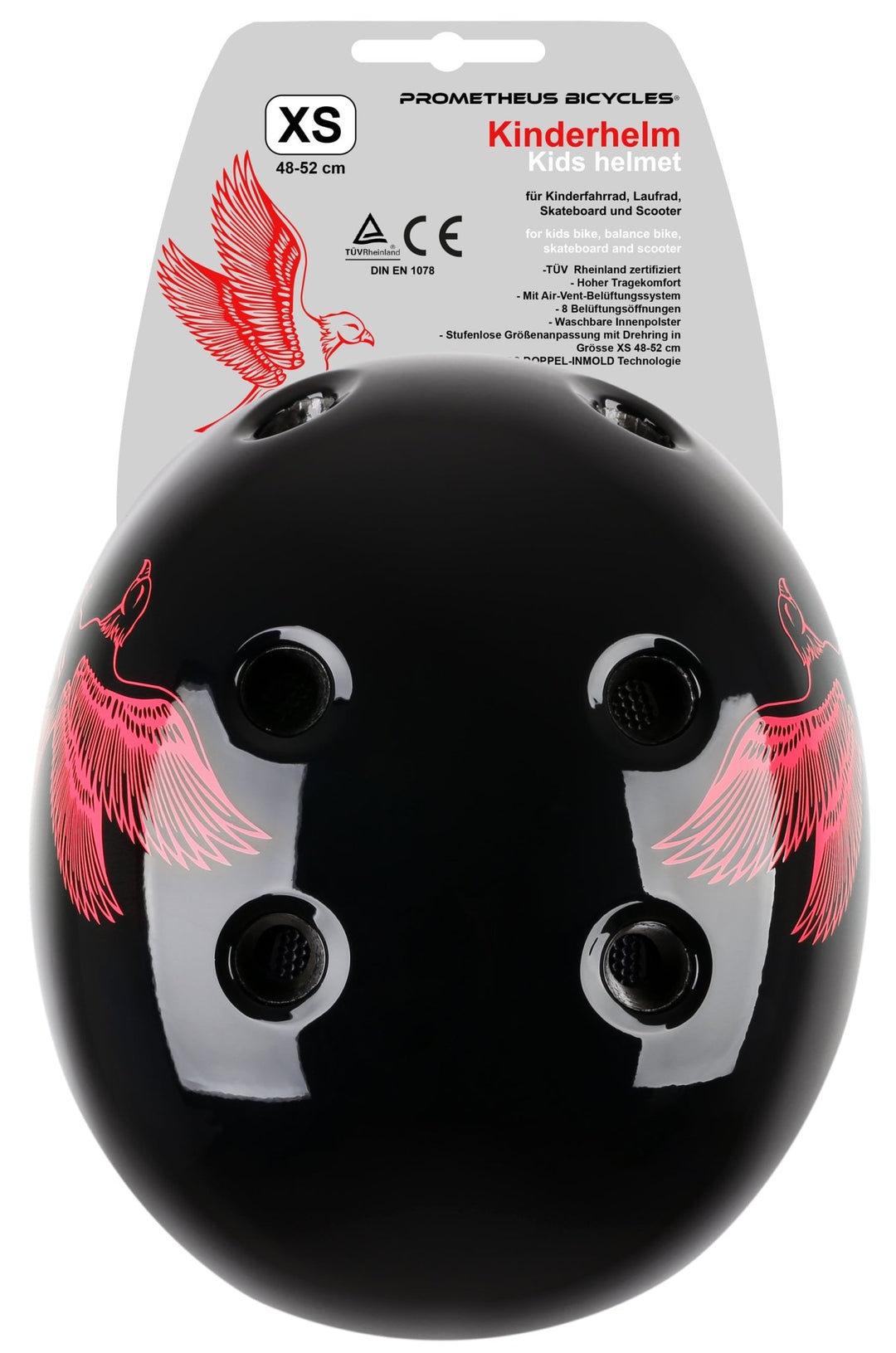 Helm Kinder Größe XS 48 - 52 cm in Rot / Schwarz – Schutzausrüstung von prometheus - bikes | prometheus - bikes